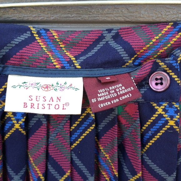 Vintage Pleated Midi Plaid Paisley Skirt - Picture 3 of 6